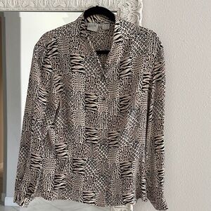 Jacqueline Ferrar Vintage Silk Animal Print Blouse